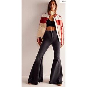 Free People We The Free Just Float On High Rise Flare Jeans 28 Washed Black